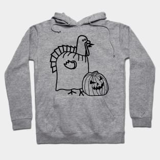 Thanksgiving Turkey Halloween Pumpkin Costume Line Drawing Hoodie